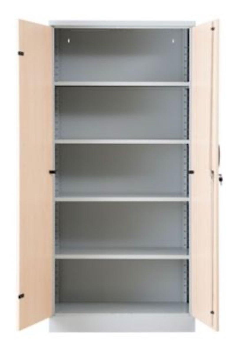 PROREGAL Beetle archiefkast met 4 legplanken, afmetingen (H x B x D): 195 x 92 x 42 cm, grijs & esdoorn
