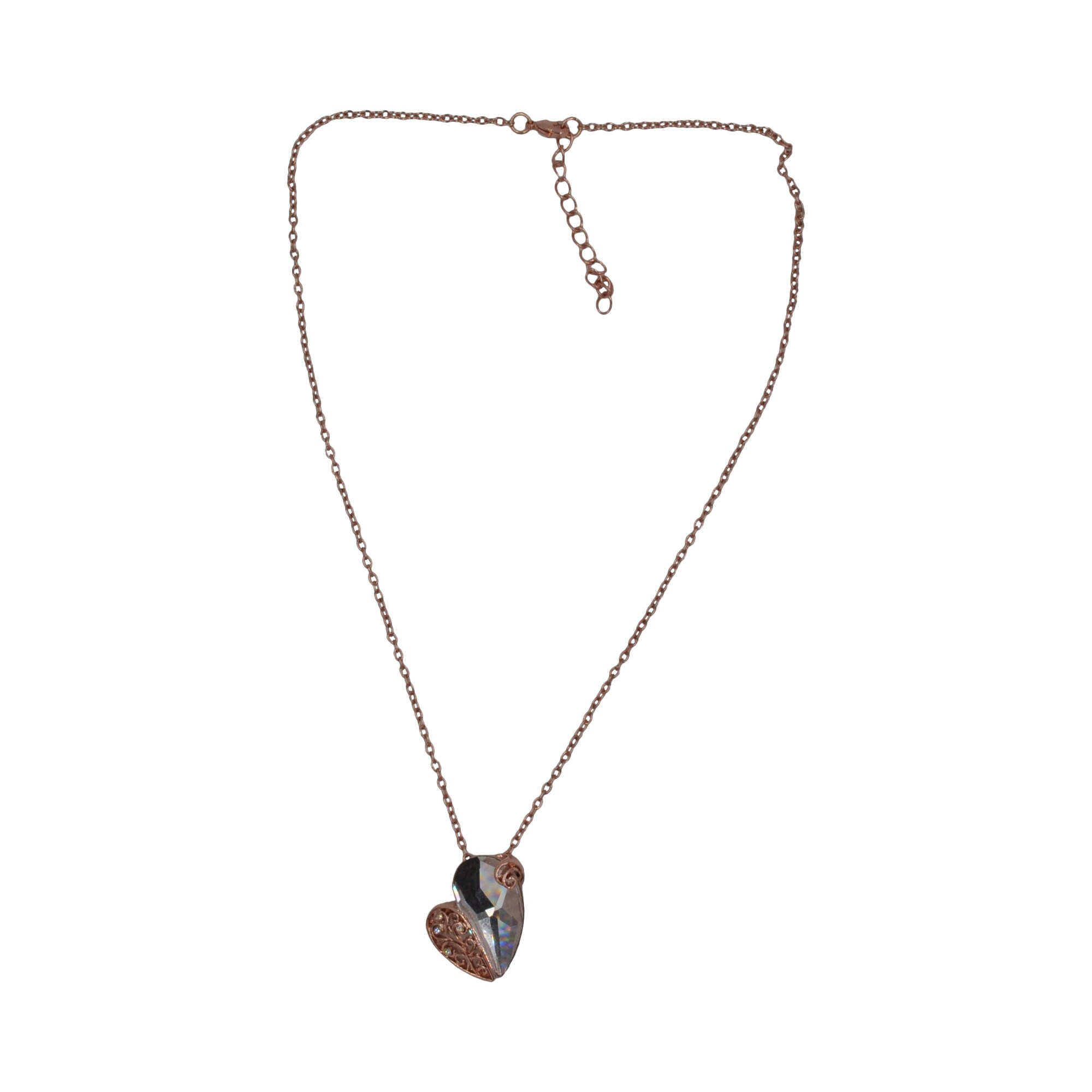 Steuer Modeschmuck Kette Kette, rosegoldfarben, mit Herzanhänger