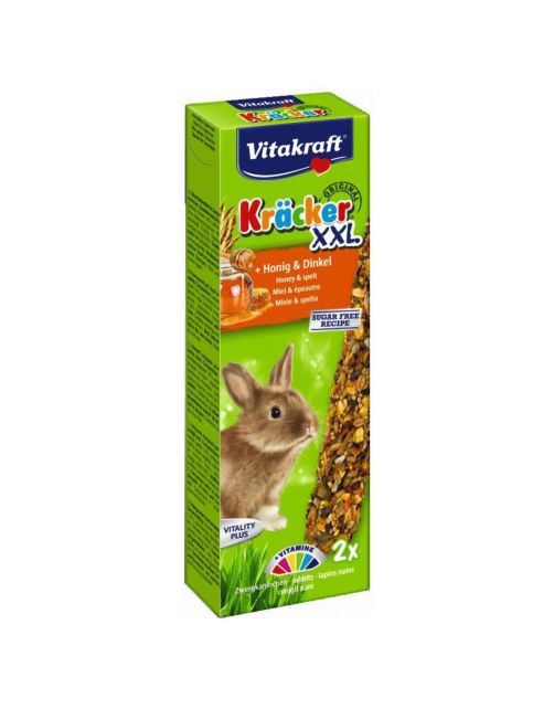 Vitakraft Dwergkonijnenkracker Xxl Spelt - Knaagdiersnack - Honing 2 stuks