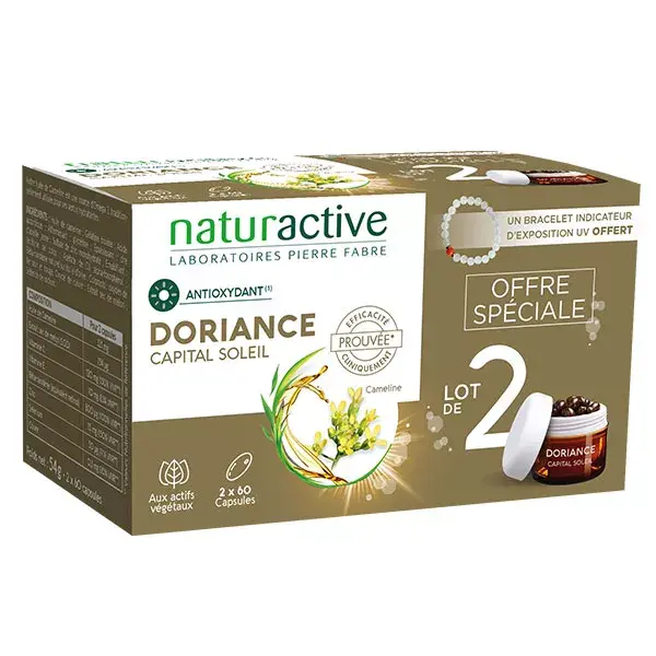 Naturaactive Doriance Capital Soleil Pacote com 2 x 60 cápsulas + Pulseira Grátis