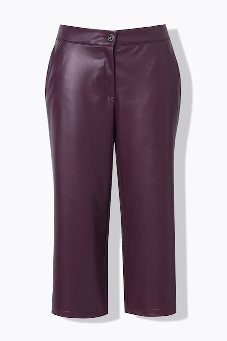 Culotte, weites Bein, Lederoptik