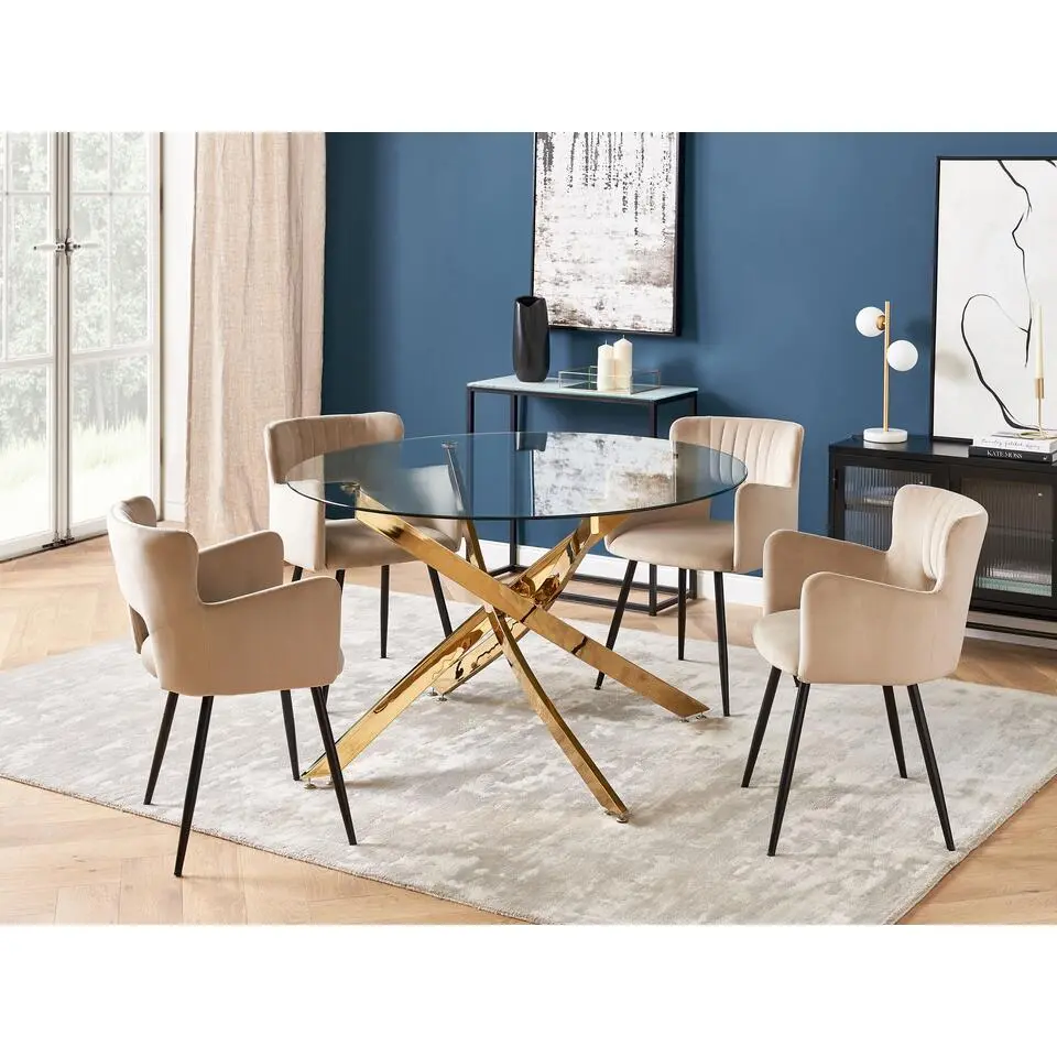 MARAMO - Eettafel - Goud - ⌀120 cm - Veiligheidsglas