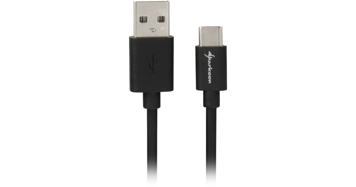 SharkoonUSB-A 2.0 - USB-C kabel  (Zwart, 1 meter)