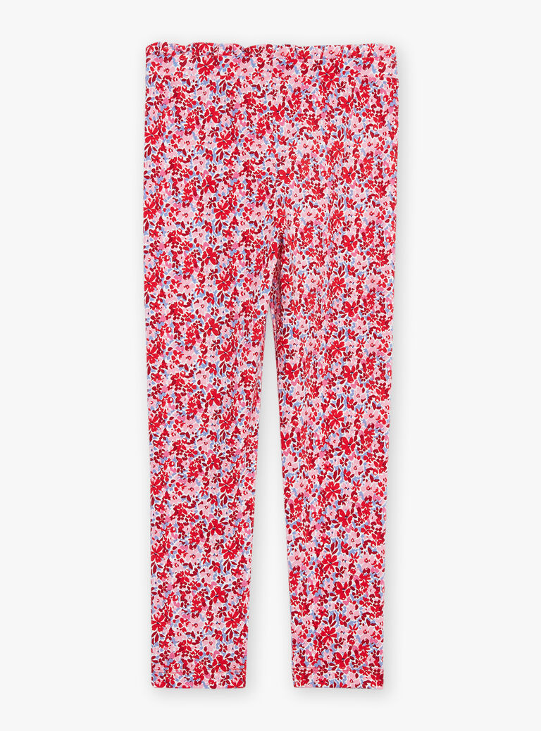 Legging rose, rouge et lilas à imprimé fleuri