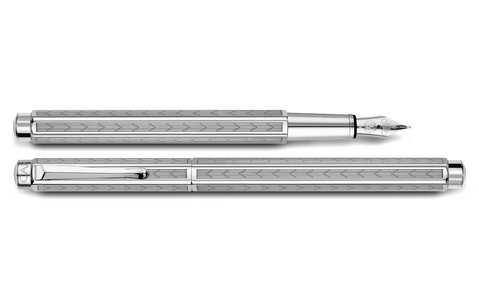 Füllfederhalter Ecridor Chevron Medium (M), Silber<br>Nachfüllbarer Fülli