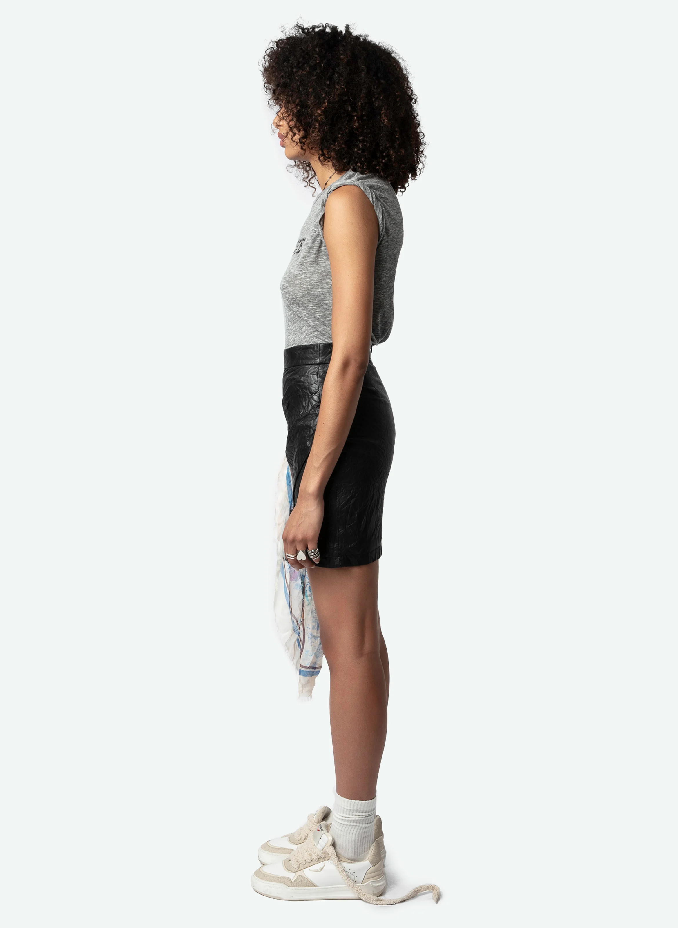 WOOP - Tee-shirt col rond en coton mélangé | Gris