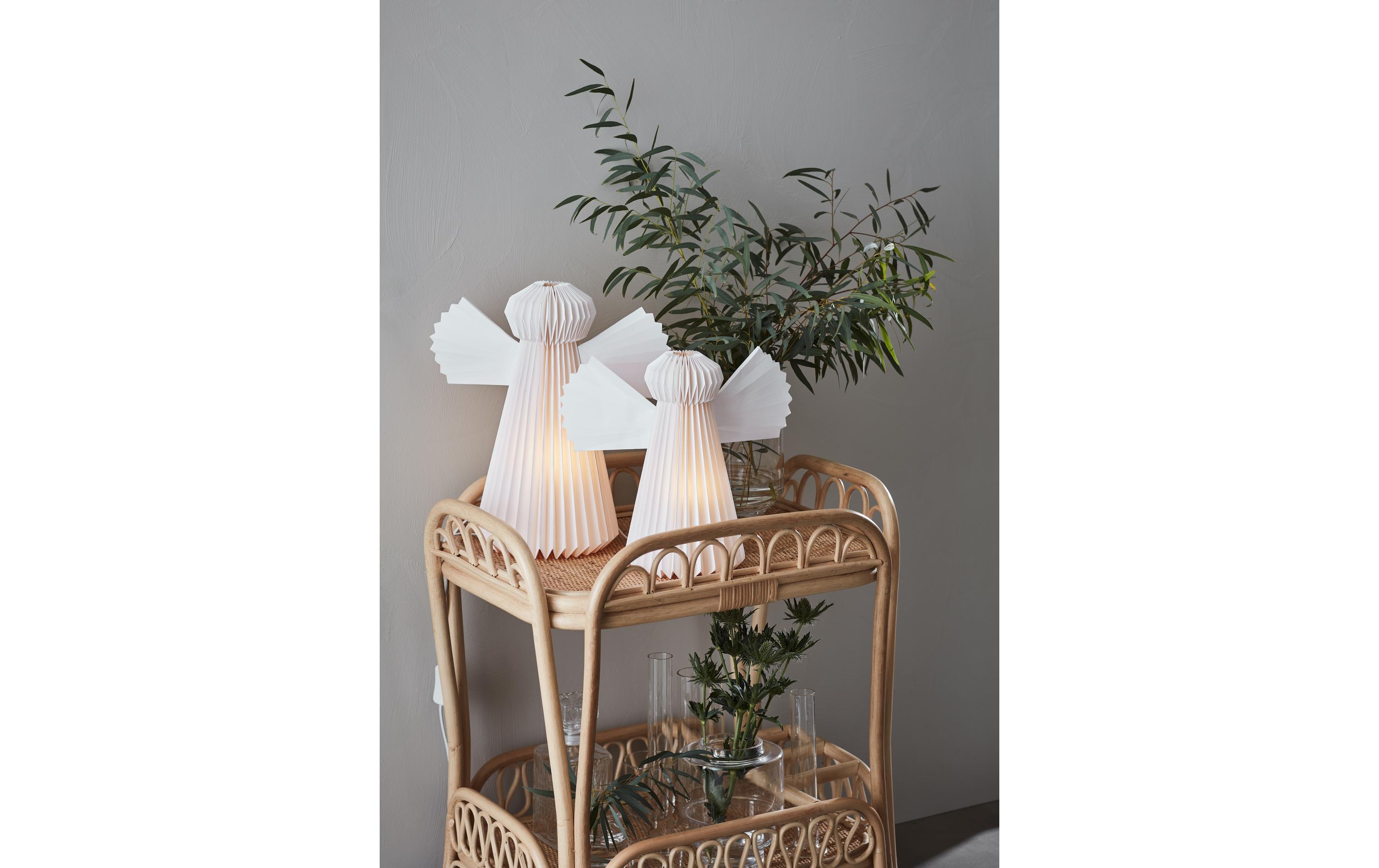 Tischdeko Papierengel, E14, 6W, 30 cm, WeissTischlampe