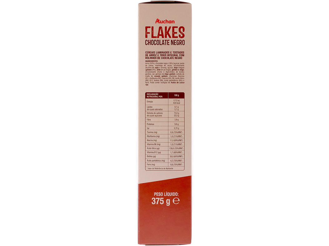 CEREAIS FLAKES AUCHAN COM CHOCOLATE NEGRO 375G