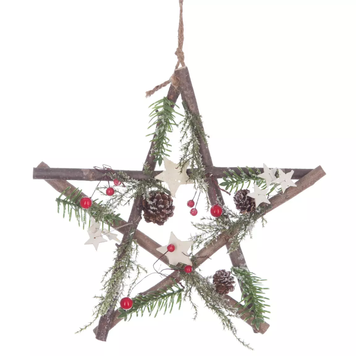 Suspension en bois (H28 cm) Étoile de Noël Naturel