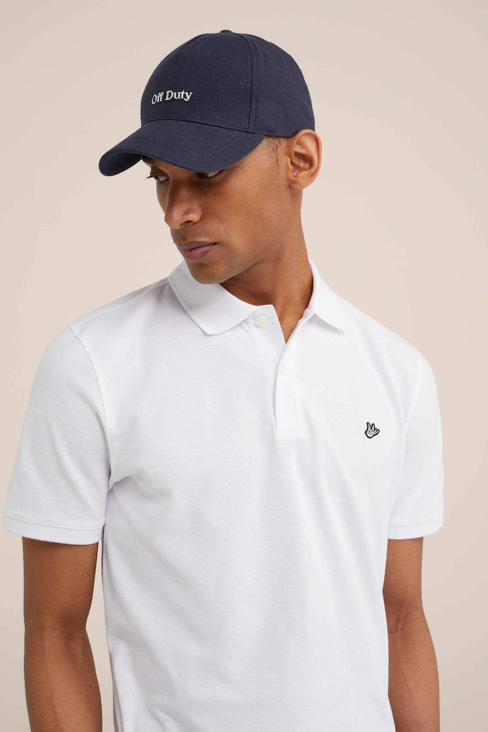 polo met structuur Fundamentals Wit