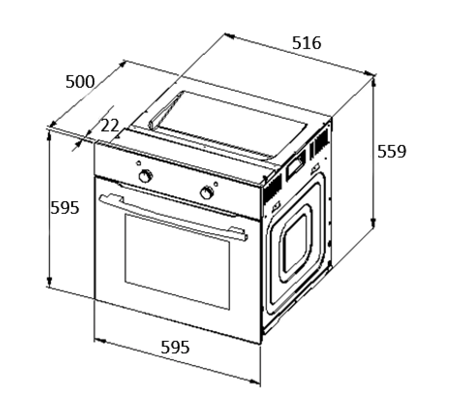 PKM Einbaubackofen EBO9.4 mit Display und Timer, 56 Liter Garraum