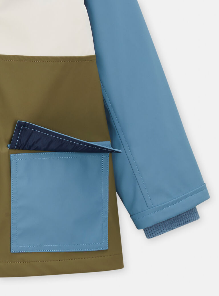 Veste imperméable à capuche colorblock pour garçon