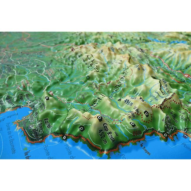 3D MAP - RELIEF MASSIF DE L'ESTEREL PAYS DE FAYENCE 61X41