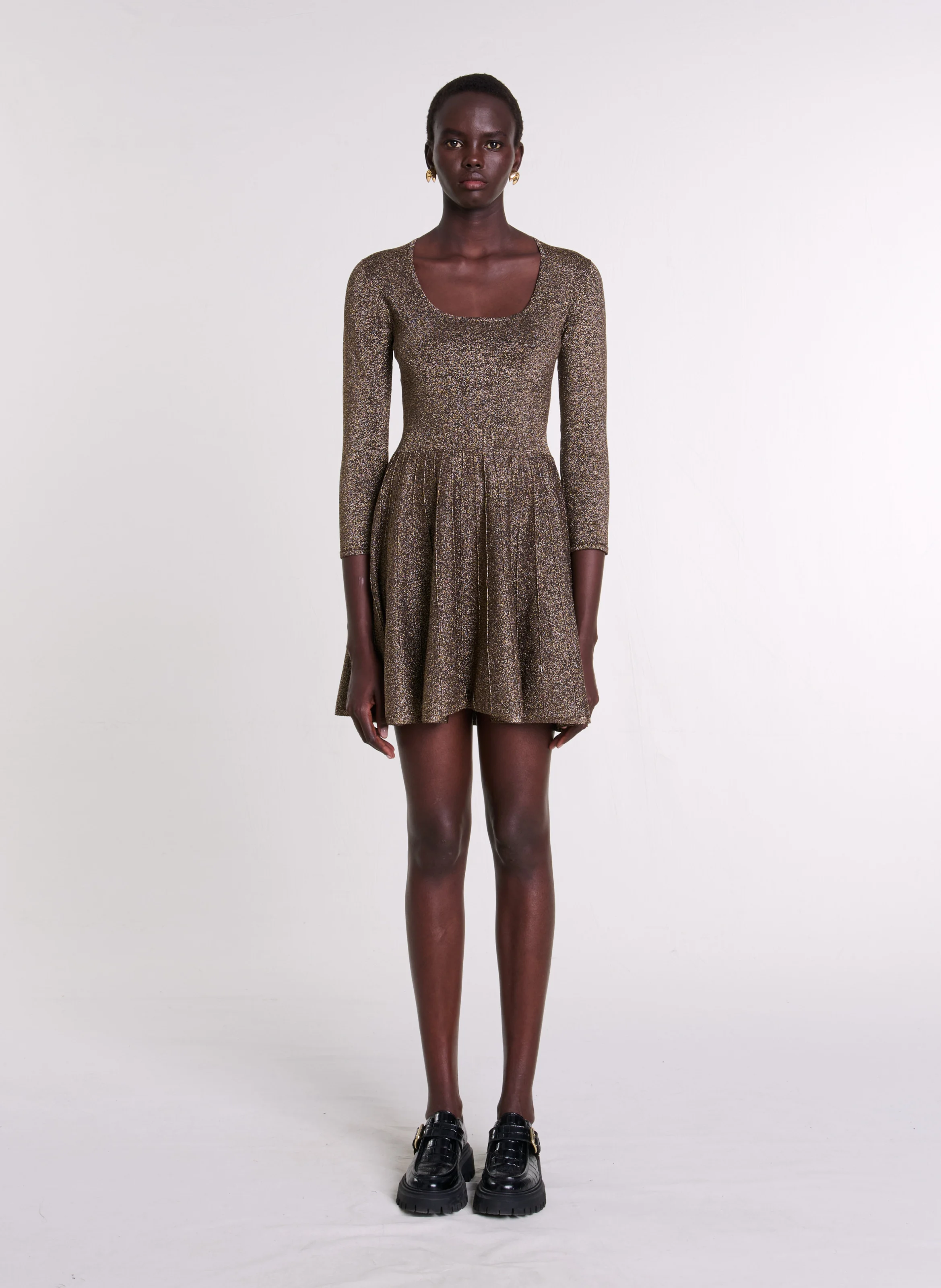 Robe courte cintrée pailletée | Doré