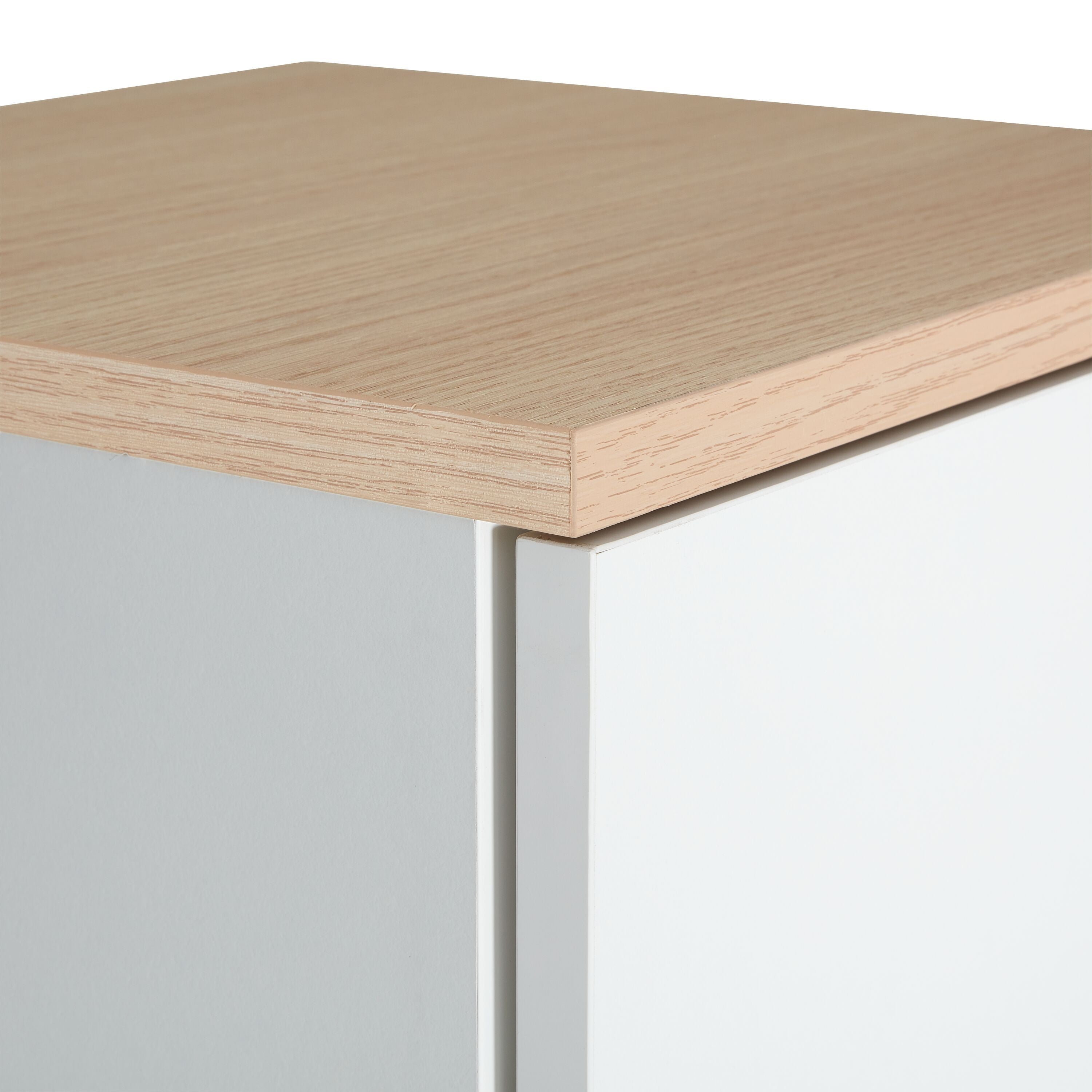 CORTES II Hochschrank - Weiss / Eiche / B: 35.0 cm x T: 37.0 cm x H: 180.0 cm