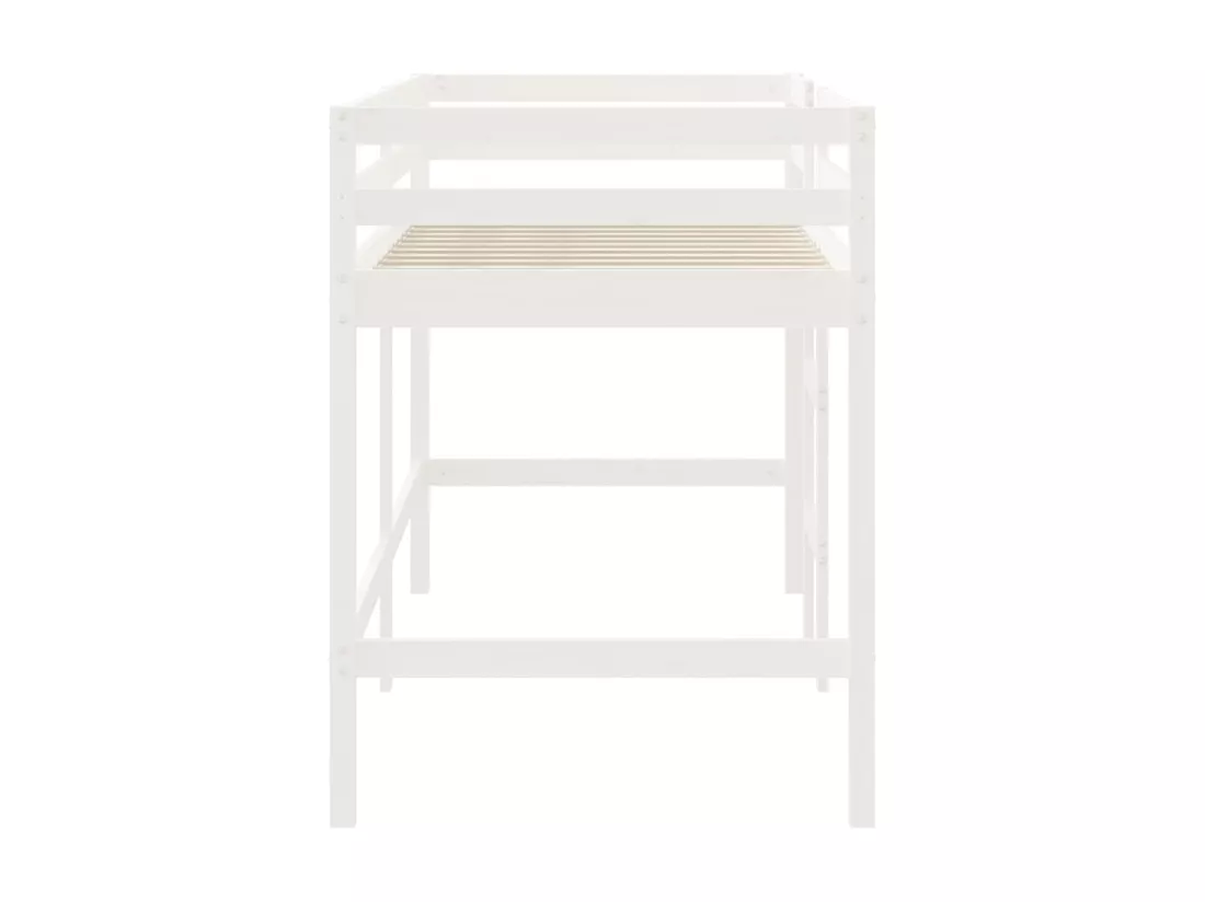 Lit mezzanine enfants échelle blanc 90x190 cm bois pin massif