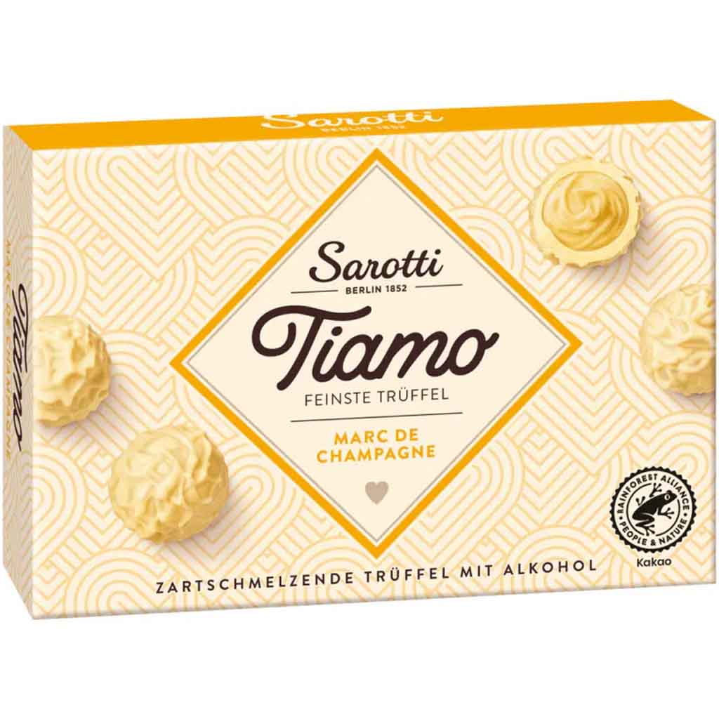 Sarotti Tiamo Feinste Trüffel Marc de Champagne 125g MHD:30.6.25