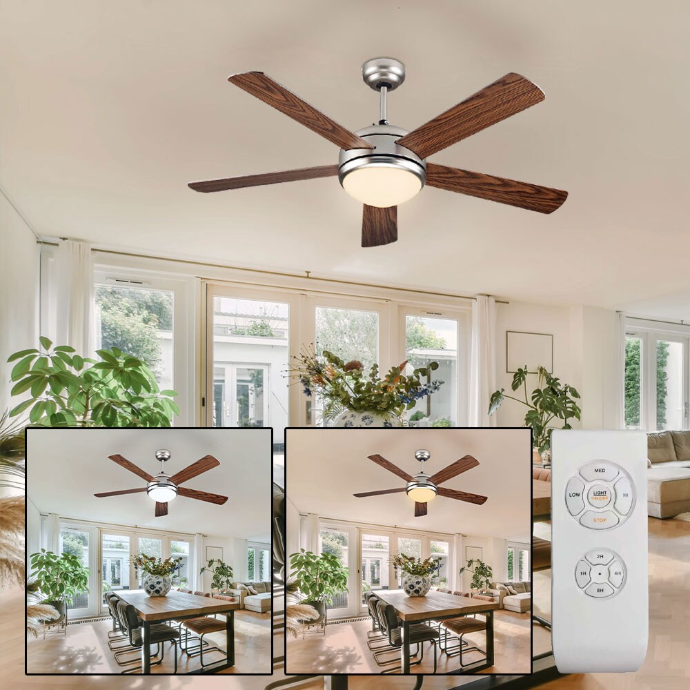 LED Deckenventilator, Fernbedienung, Holzoptik, D 132 cm