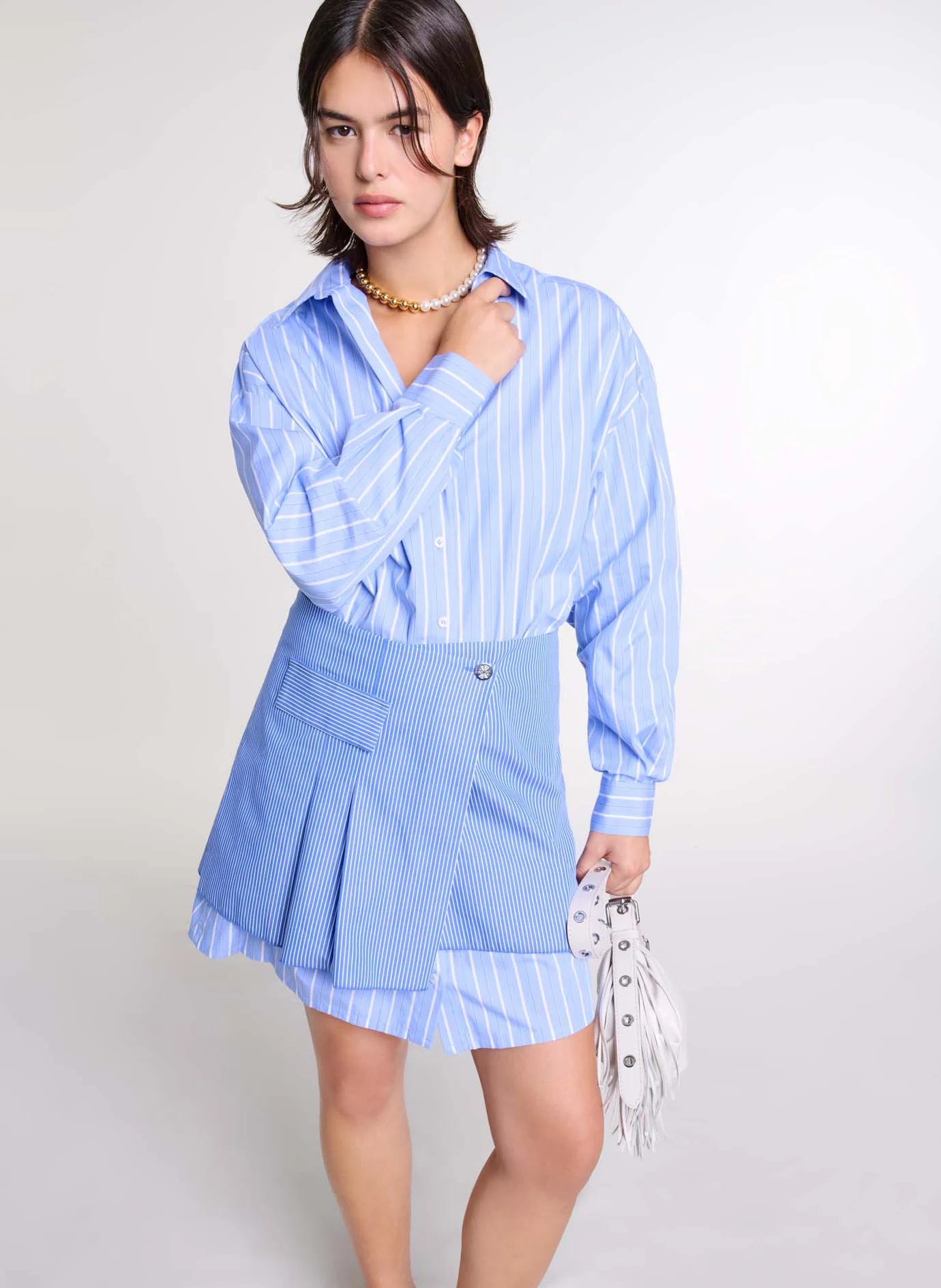 Robe chemise courte en coton | Multicolore
