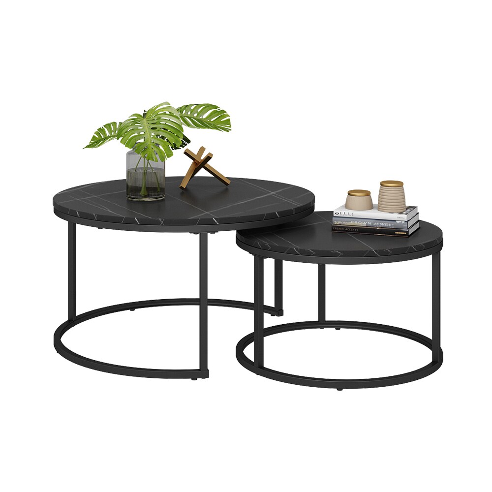 Vicco Couchtisch Montreal Schwarz Marmor-Optik 77 x 40 cm Wohnzimmertisch 2er-Set