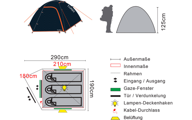 Tambu Besa Kuppelzelt für 3 Personen