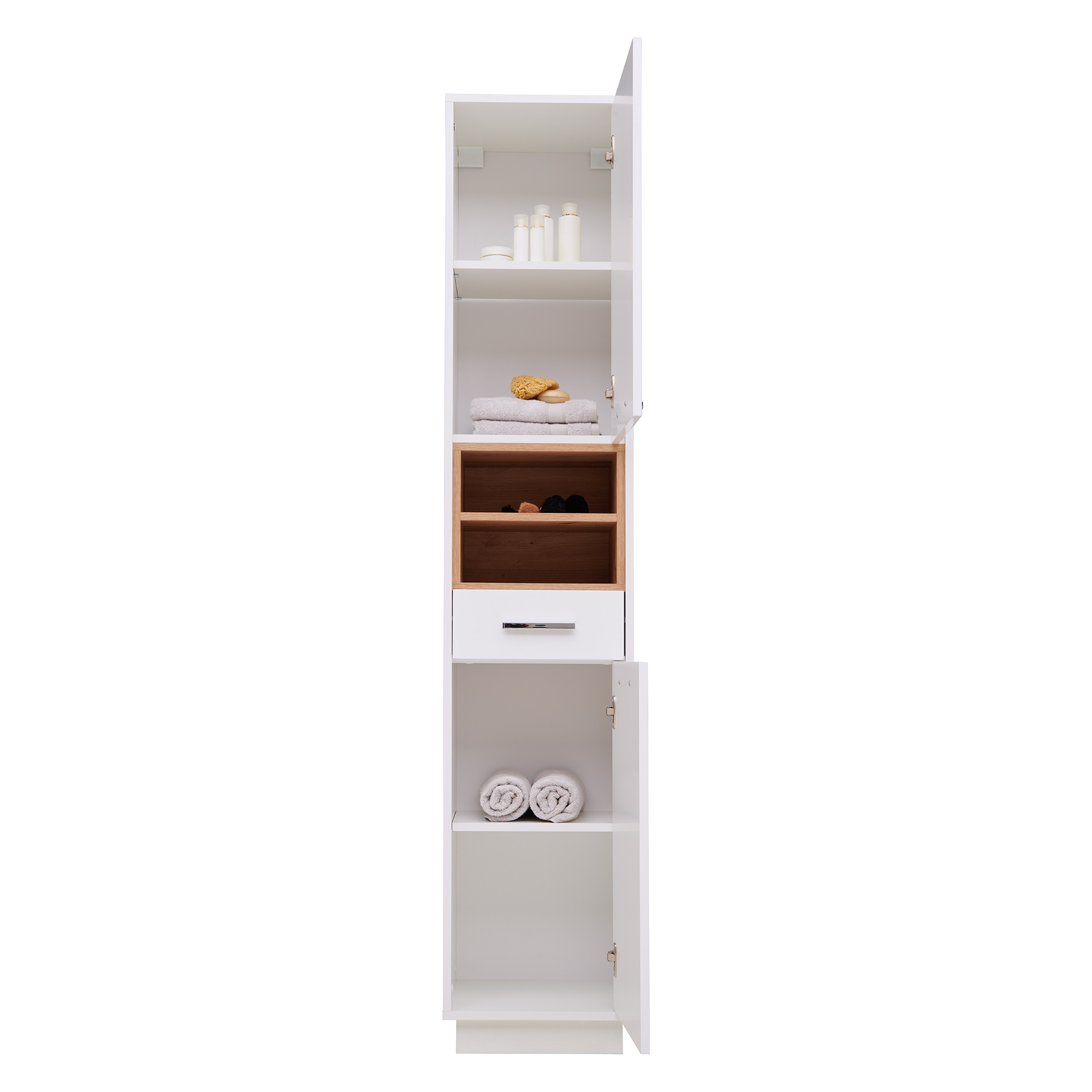 Hochschrank - weiß - Artisan Eiche - 38 cm
