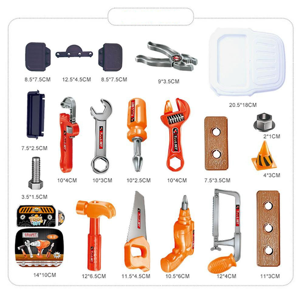 (22-tlg. Set) Kinder Werkzeug Koffer Handwerker Tool Zubehör Lern Spielset - Orange