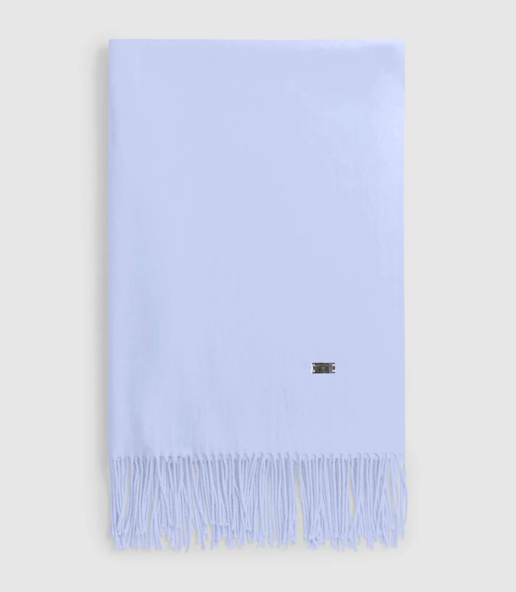 Echarpe unie à frange bleu ciel AURORE