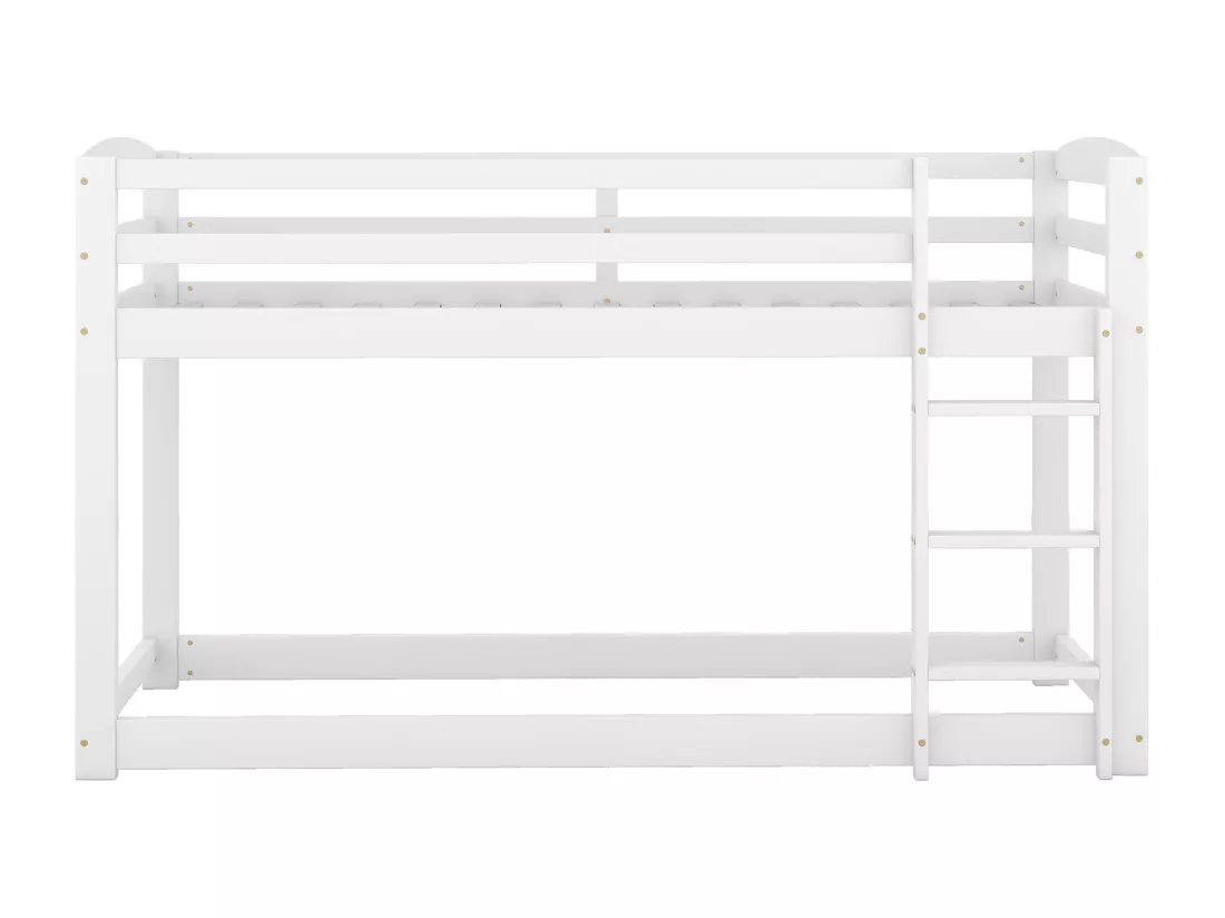 Lit superposé pour enfants et adolescents, structure en bois massif, montage facile, 90x200cm, blanc