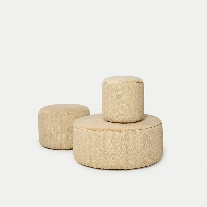 nanimarquina - Tres Persian Pouf, Ø 60 x H 43 cm, medium, schwarz