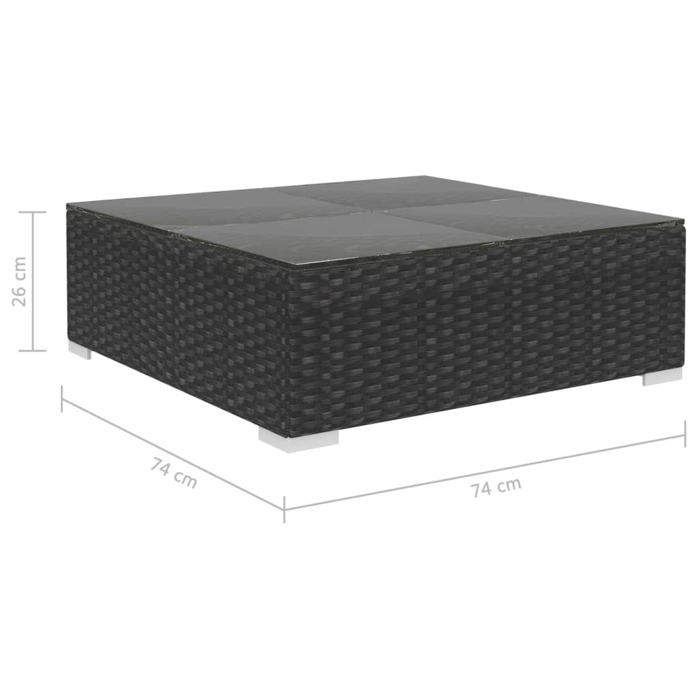 Salon de jardin meuble d'extérieur ensemble de mobilier 6 pièces avec coussins résine tressée noir