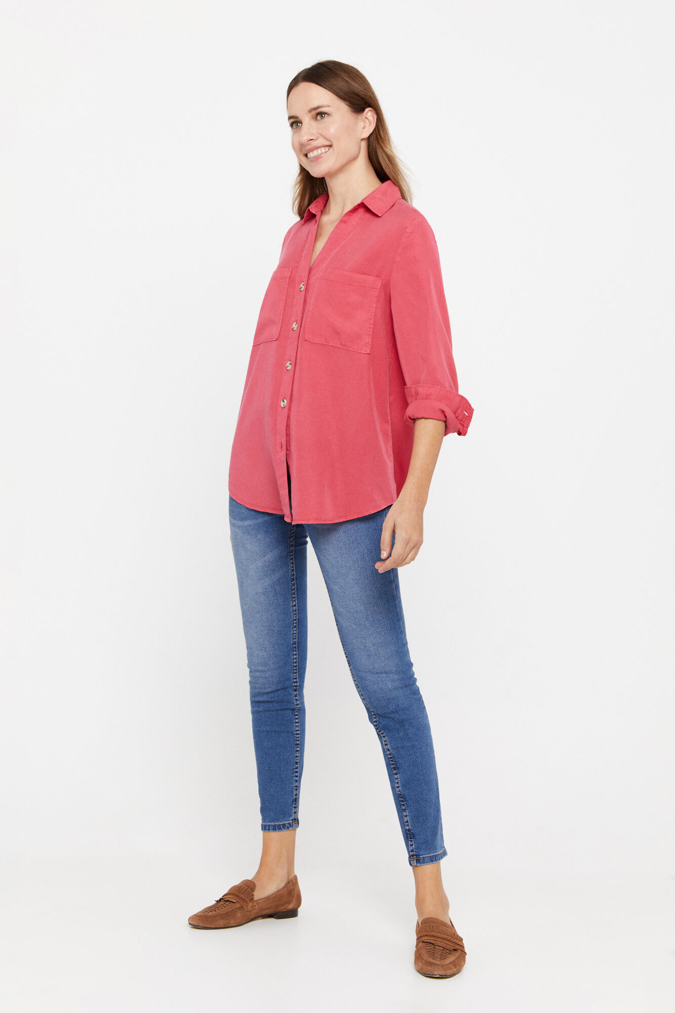Camisa jeans Tencel - Fúcsia