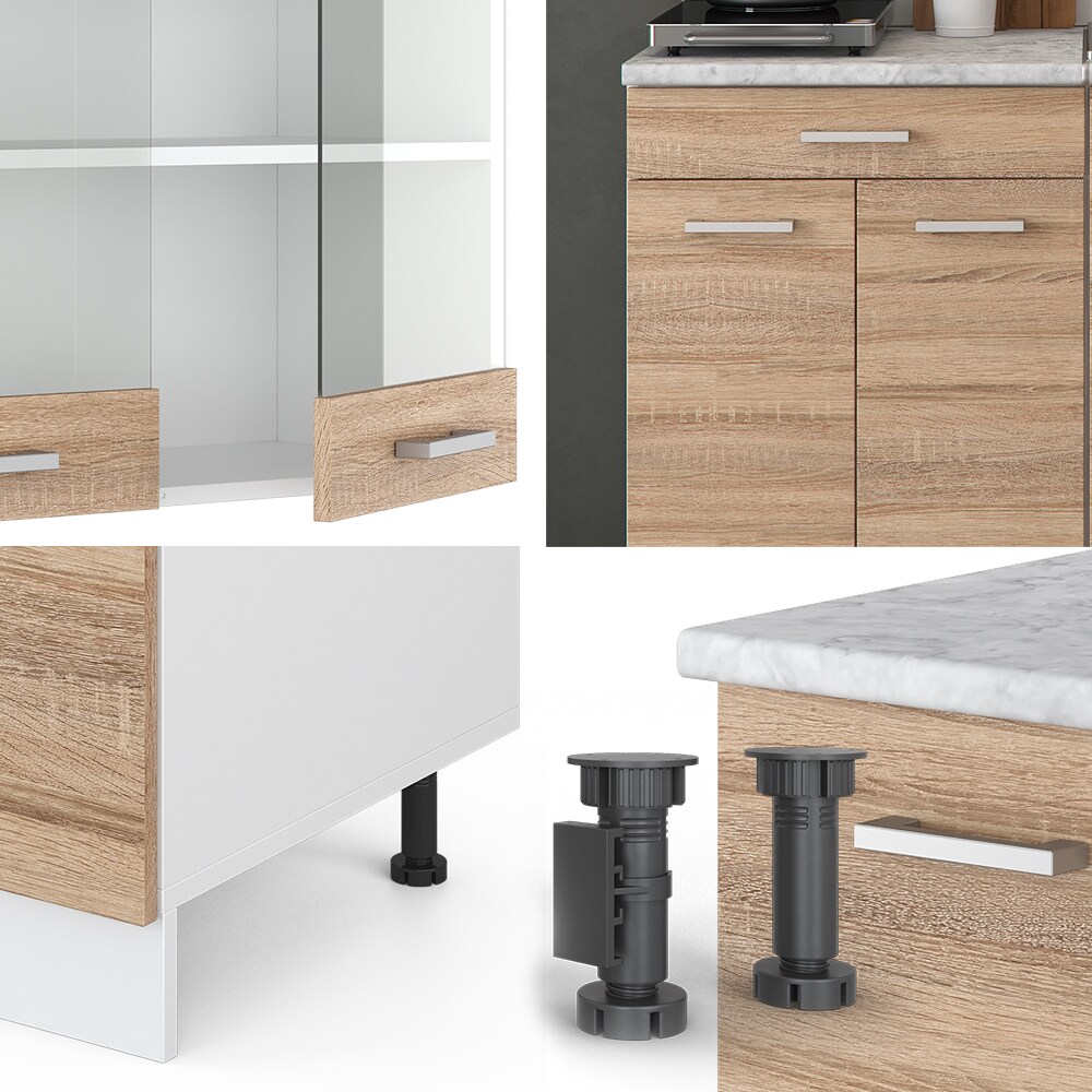VICCO Küchenzeile SINGLE Einbauküche 140 cm Küche Sonoma Eiche R-LINE
