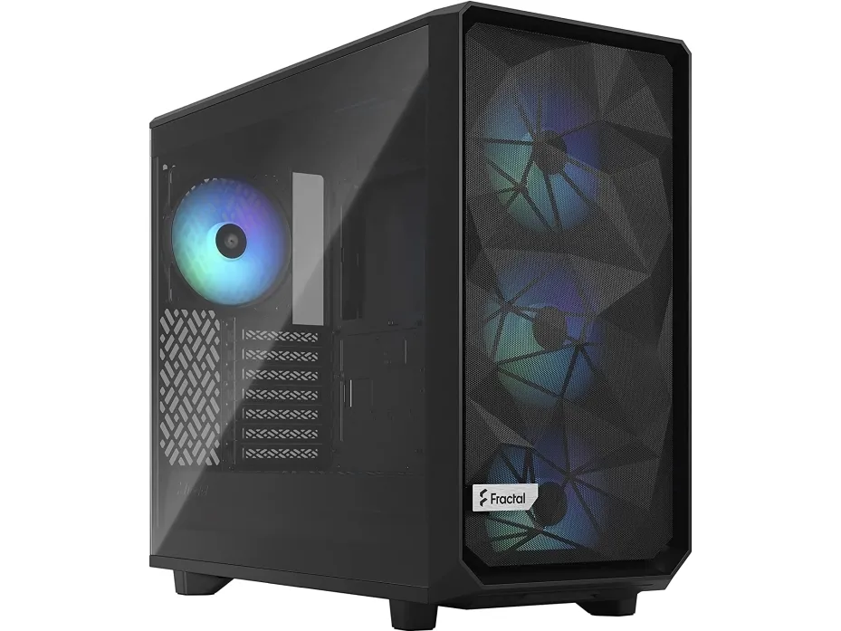 Fractal Design Meshify 2 Lite - Tower - udvidet ATX - sidepanel med vindue (hærdet glas) - ingen strømforsyning (ATX) - RGB-sort TG-lystone - USB/Lyd
