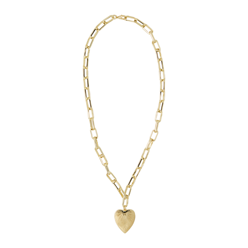 Friihof Siig Chunky Heart Halskæde, Gold Plated Brass