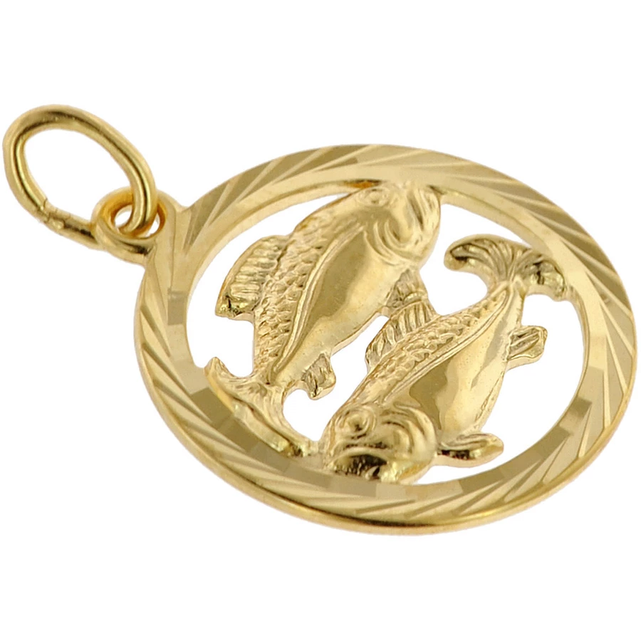 trendor Kinder Sternzeichen Fische 333 Gold + goldplattierte Kette gold