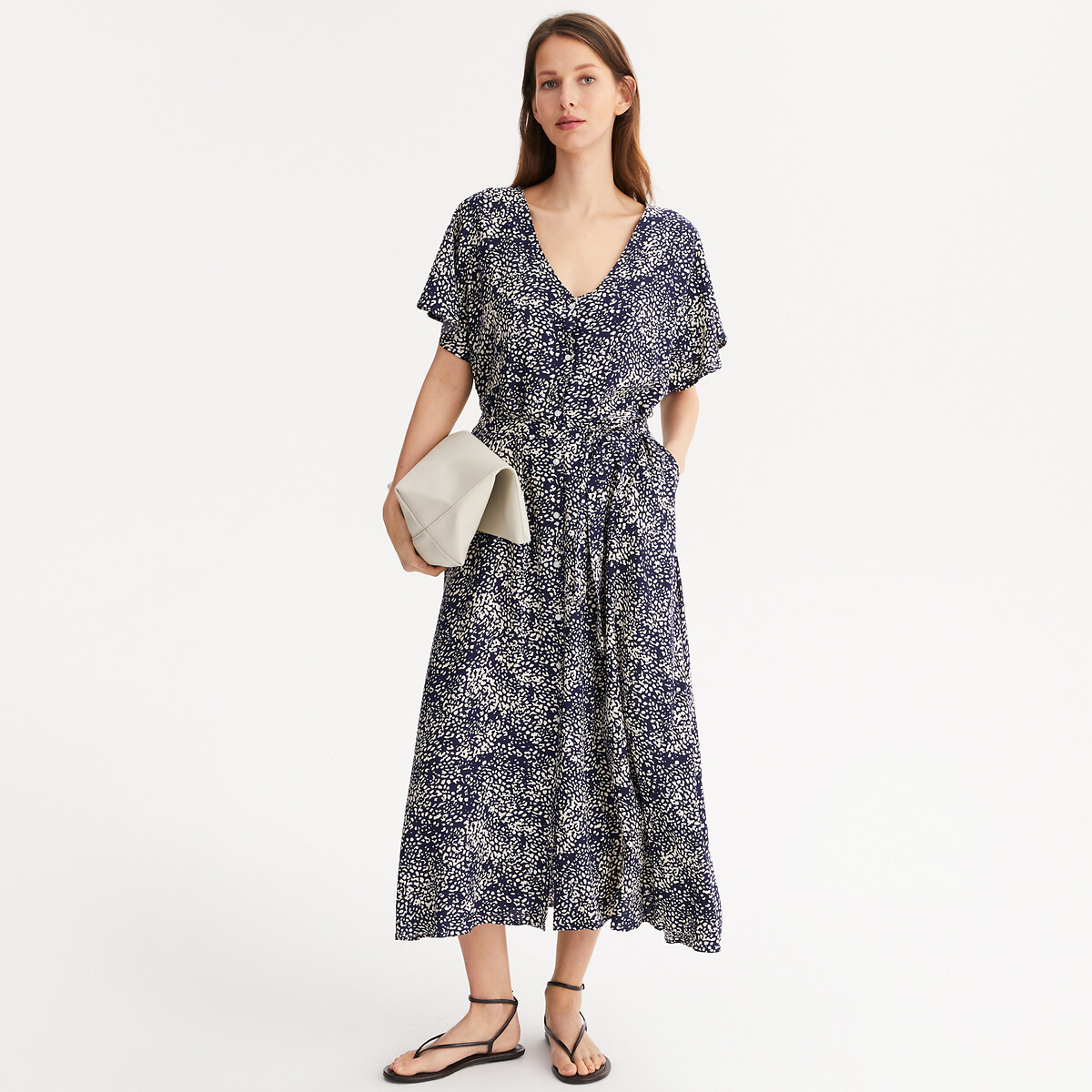 ANNE WEYBURN<br>Vestido longo e amplo com estampa floral