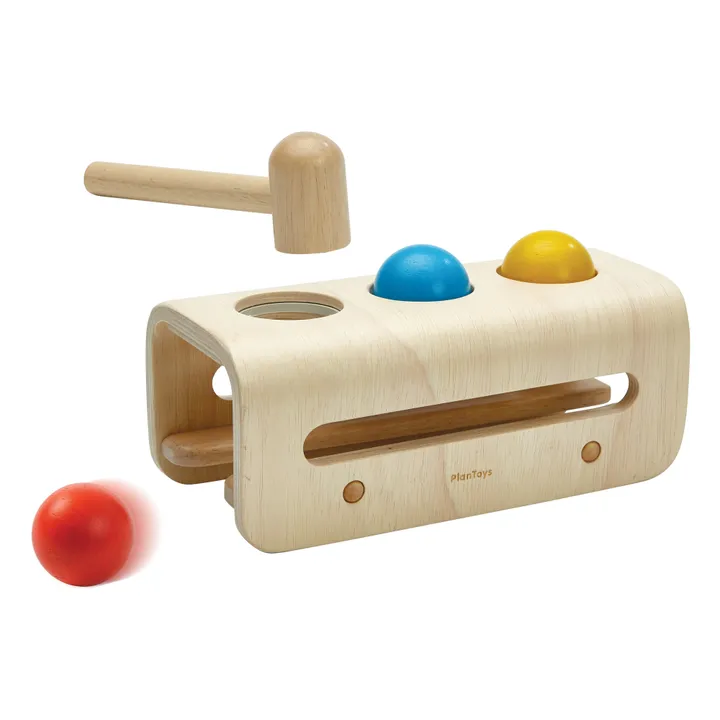 Plan Toys Banc à marteler en bois naturel 3 balles