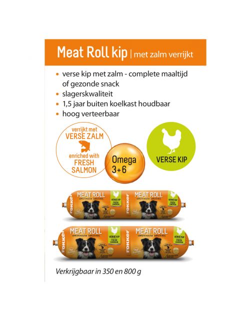 Fokker Meatroll - Hondenvoer - Kip Zalm 800 g