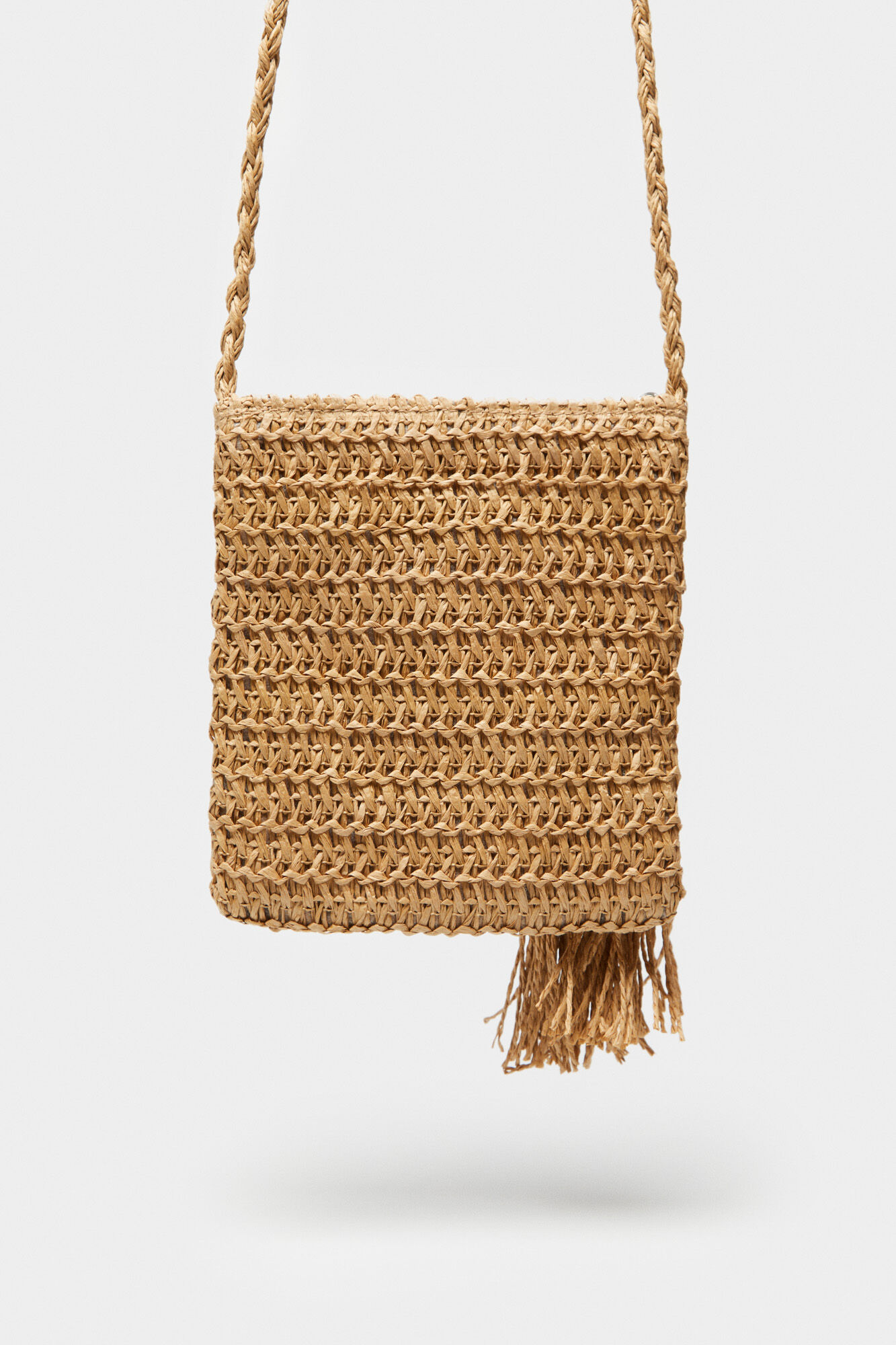 Mini bolsa transversal de ráfia - Areia