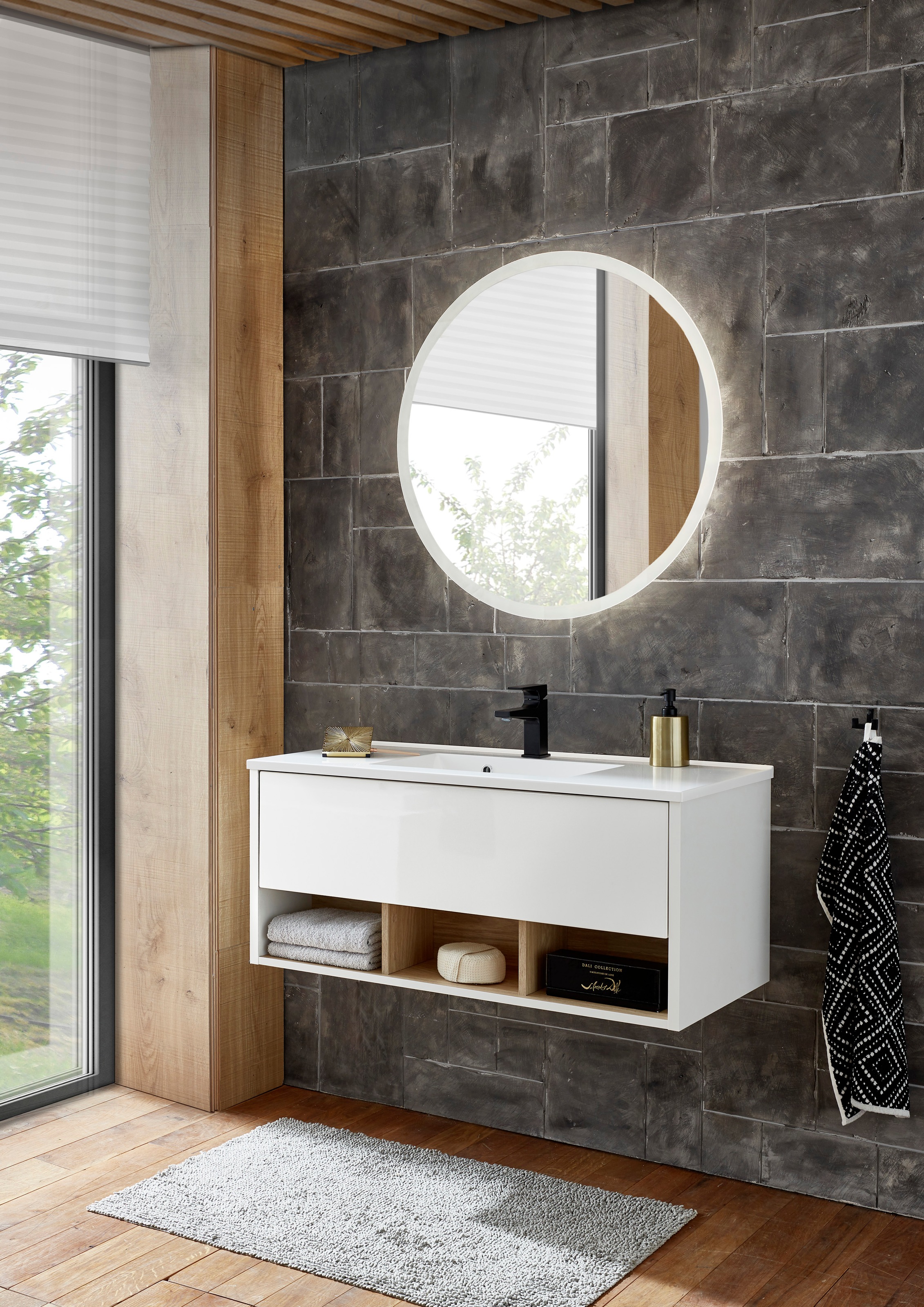 PLACES OF STYLE Waschtisch »Studio Line, Waschtisch inkl. Waschbecken, modernes Design« in zwei Farben verfügbar, ausreichend Stauraum