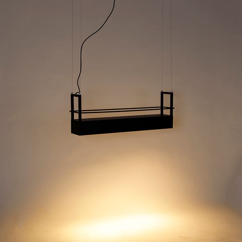 Industriële hanglamp zwart met rek 4-lichts GU10 - Cage Rack