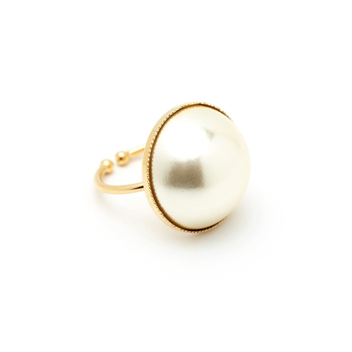 maxi bague perle doré à l'or fin - NÉLYA