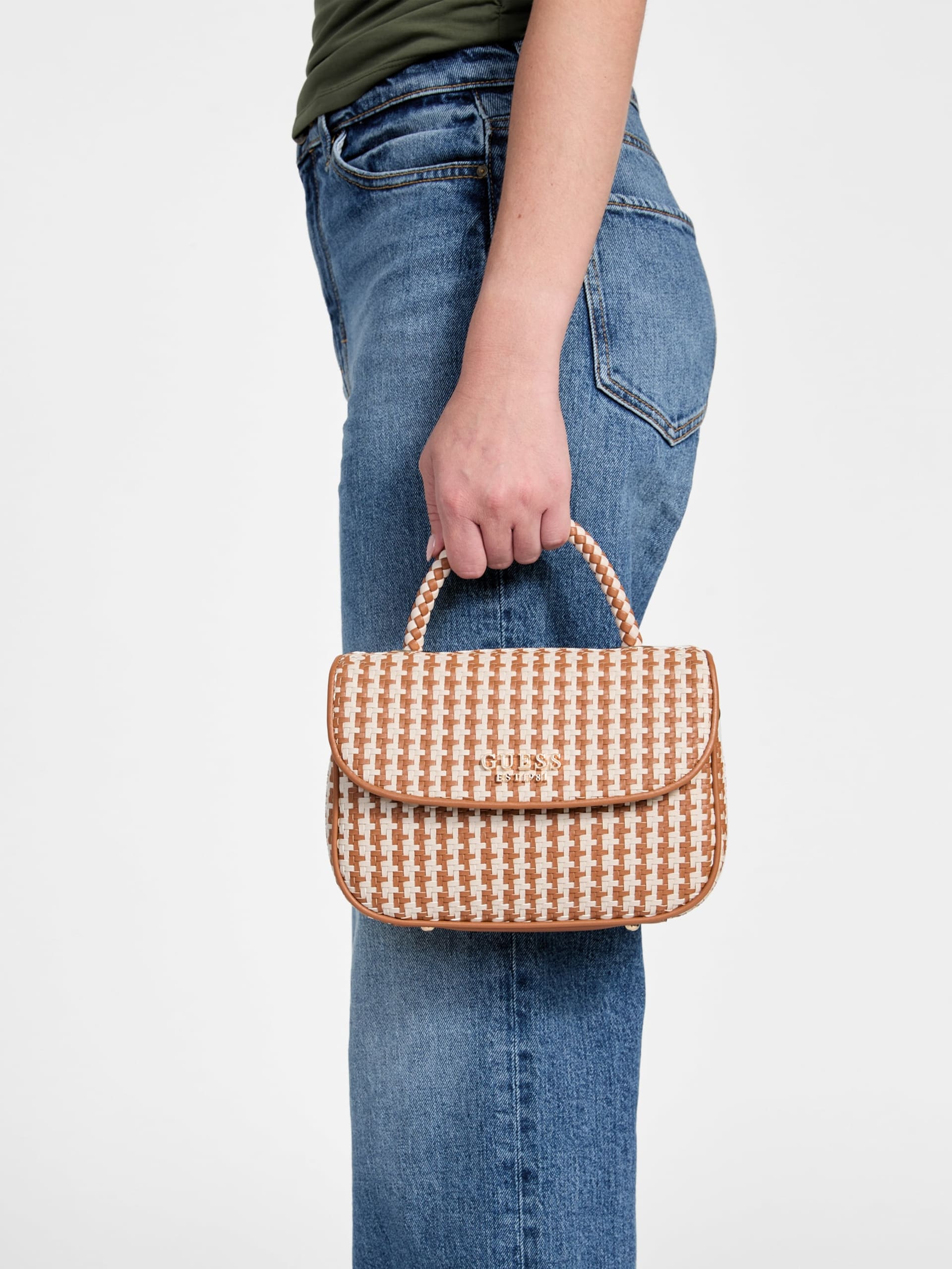 Bolsa Mirema de tecido com alça superior