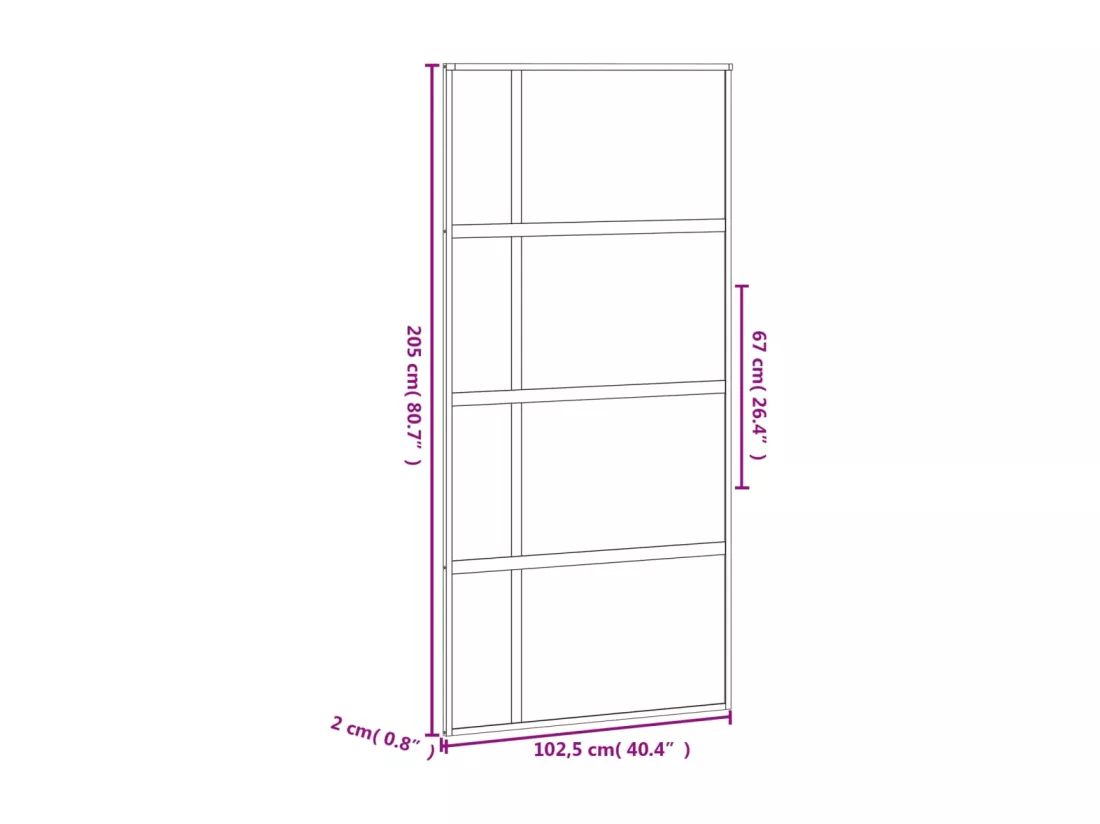Porte coulissante noir 102,5x205 cm verre trempé aluminium