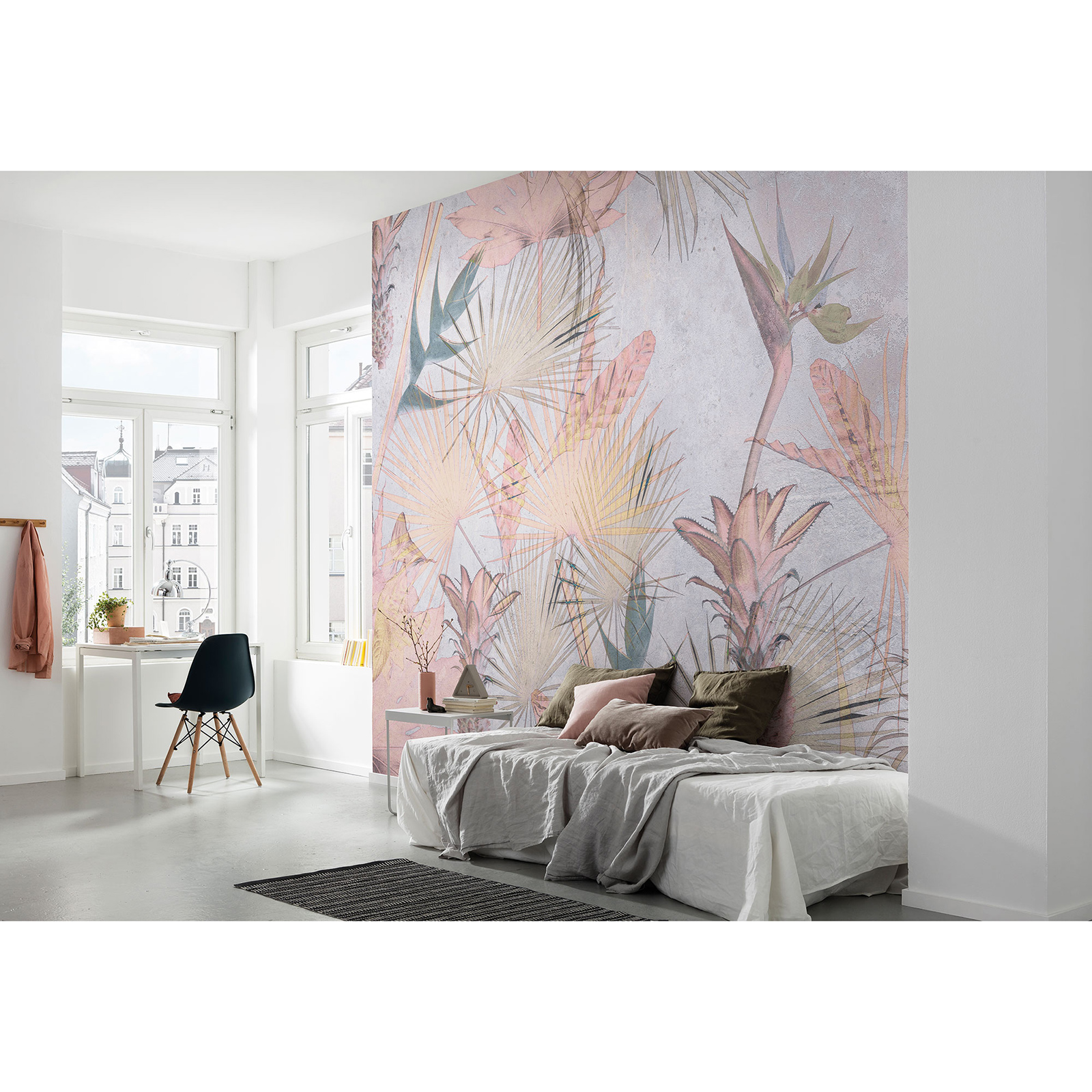 Papier-Fototapete TROPICAL CONCRETE - bunt - 368x254 cm