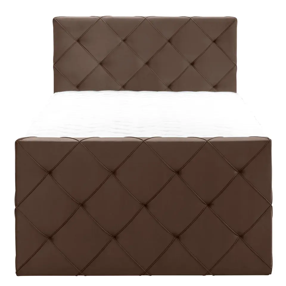 Boxspring met voetbord Liv geruit - bruin - 120x200 cm - vierkante poot