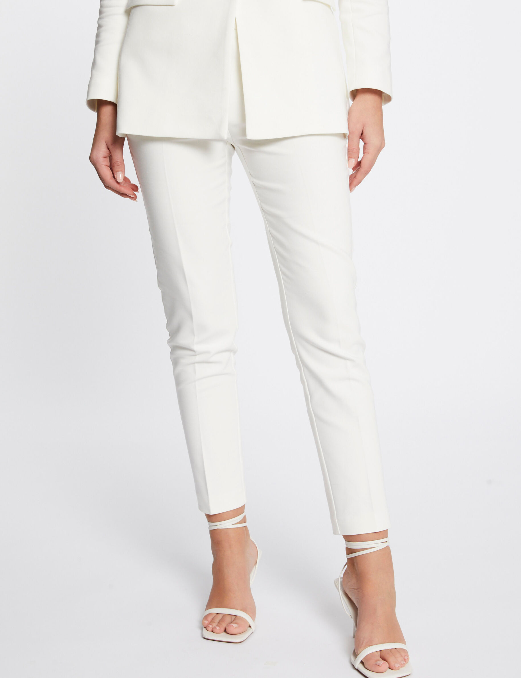 Pantalon city droit 7/8ème ecru femme - ecru