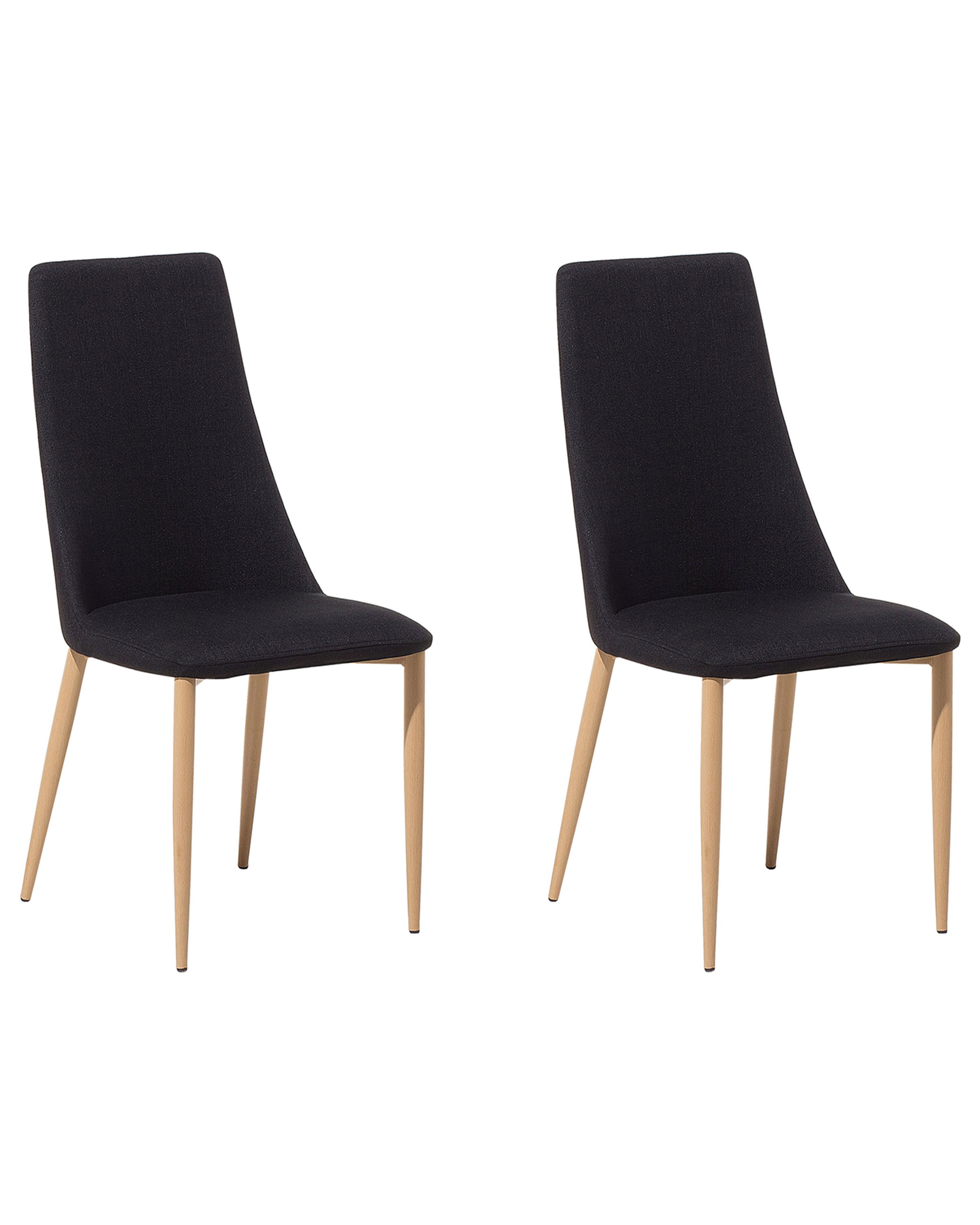 Set van 2 eetkamerstoelen CLAYTON Stof Zwart