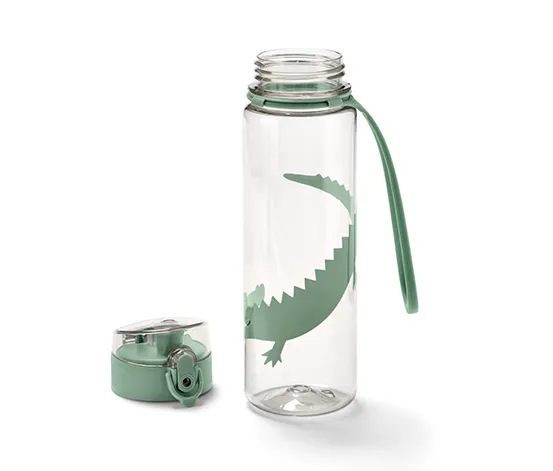 Trinkflasche, beige mit Krokodilprint